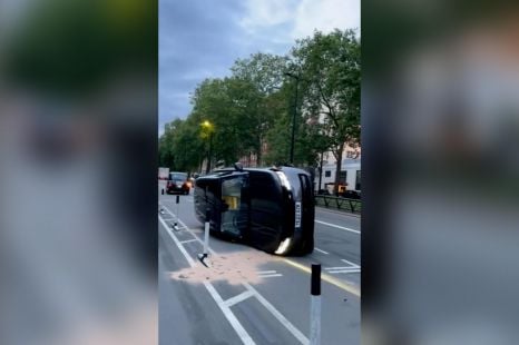 How did this new Range Rover end up on its side?